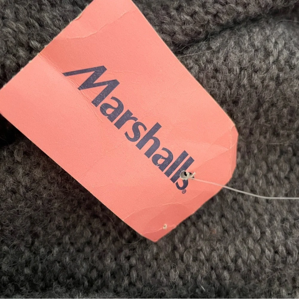NWT KENAR Charcoal Knit Sweater with Faux Fur Accents, Size L